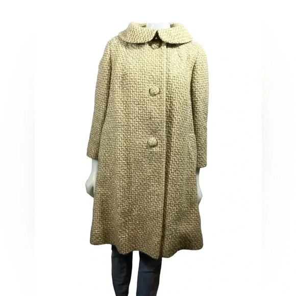 Vintage Custom Cloak Toronto Irish Tweed  Beige Button Jacket - Picture 2 of 11